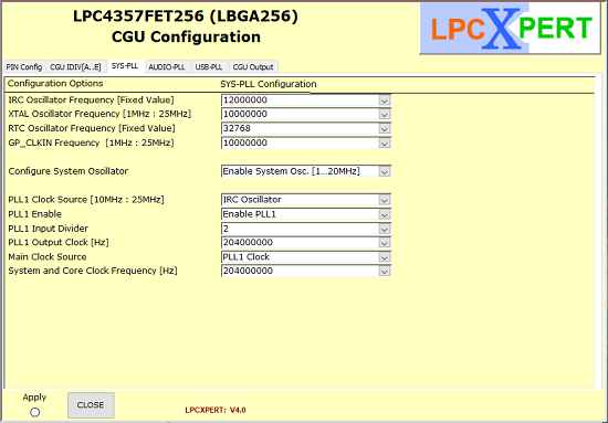 Configure CGU